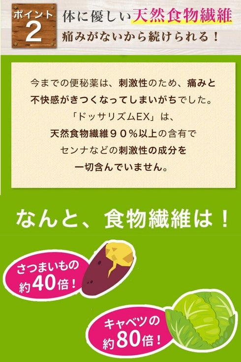 ドッサリズムEX 便秘薬 60包(15包✕4)非刺激性 │食物繊維90%以上&漢方生薬タイソウ末配合 携帯に便利な個包装 【指定医薬部外品】